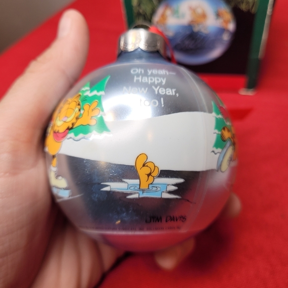 1990 Rare Hallmark keepsake Garfield ice skating ball ornament Jim Davis - Picture 5 of 9